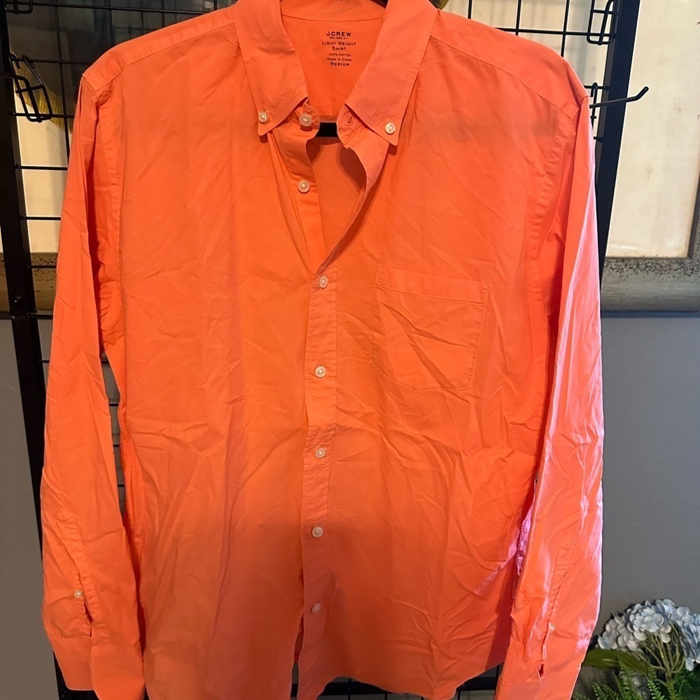 J. Crew Men's Bright Peach Button Down Shirt